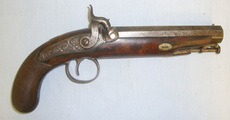 Durs Egg 18 Bore Percussion Traveling Pistol With Octagonal Steel Barrel, Walnut Full Stock & Captive Steel Ram Rod None Muzzleloader