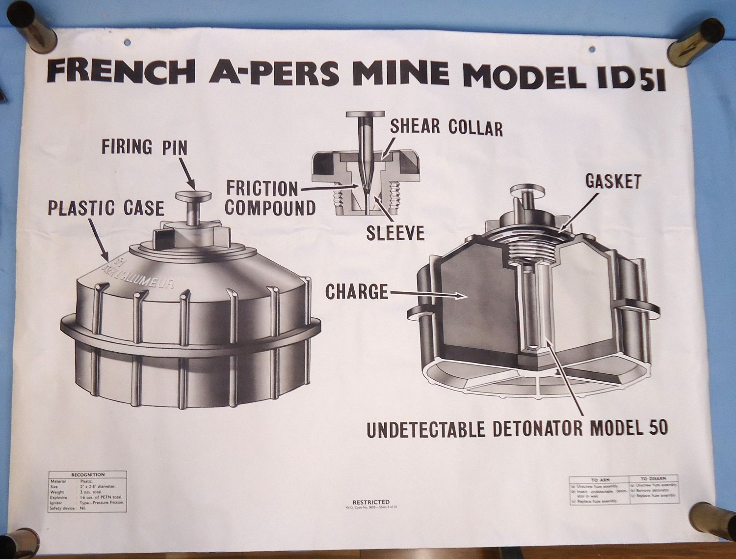 {CATEGORY} - British, Vietnam War Era, 4 Wall Diagrams of French Munitions. - MISC 834 British, Vietnam War Era, 4 Wall Diagrams of French Munitions. - MISC 834 Antique & Militaria in 