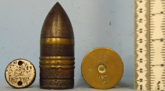 DEACTIVATED INERT. Russian Naval Unfired 1913 Dated 37mm (37 x 94R) Pom Pom Base DEACTIVATED INERT. Russian Naval Unfired 1913 Dated 37mm (37 x 94R) Pom Pom Base