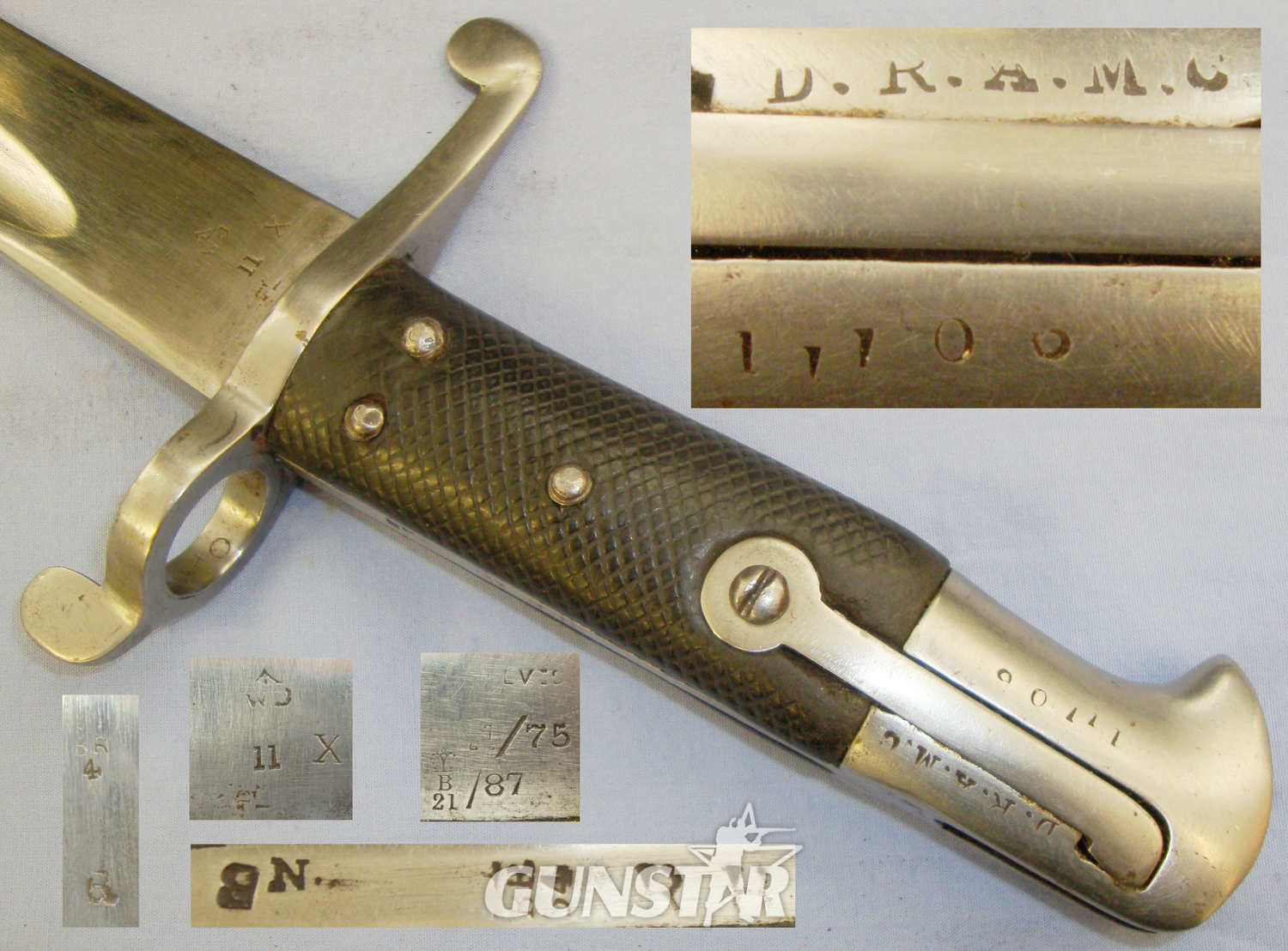 Officially Shortened* P1856 yataghan Bayonet and Scabbard Marked to the R.A.M.C (The Royal Army Medical Corps). BAYO 367. Bayonet