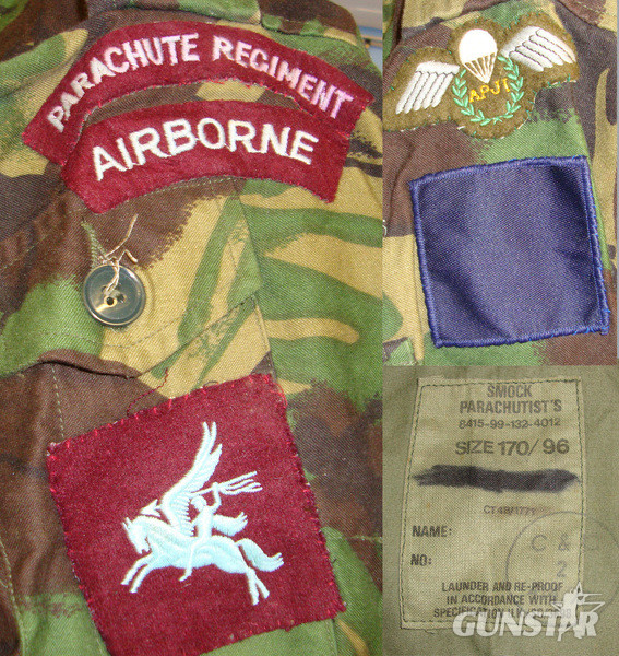 Post 1984 British Paratrooper’s Camouflaged Denison Smock Size 170/96 With Para Jump Wings & Pegasus Insignia, Para Regiment & Airborne Flashes & Formation Patch  Other Accessory