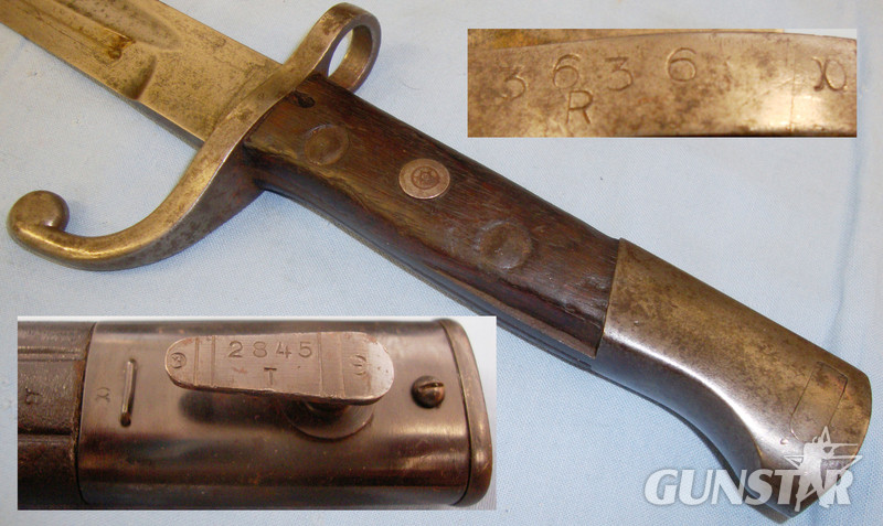 Brazilian 1908/34 Bayonet and Scabbard. BAYO 602. Bayonet