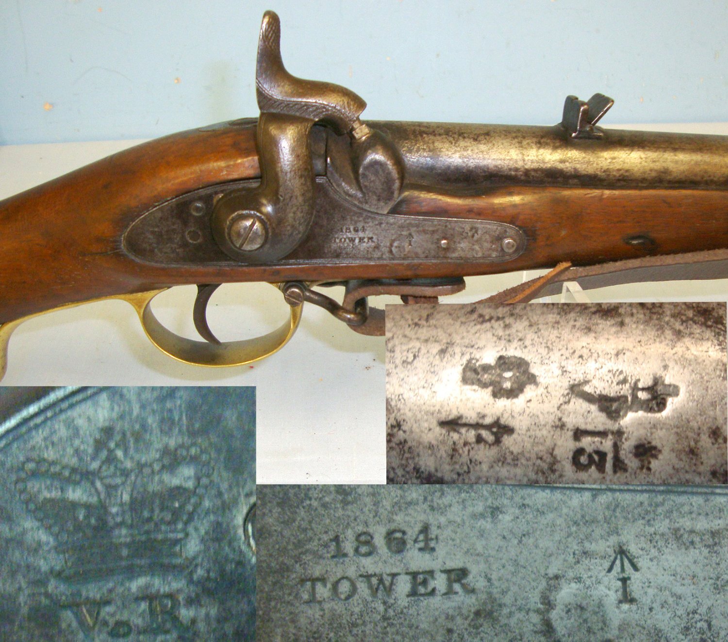 VERY RARE**1864 British Enfield Tower 2nd Model Brunswick .750 Muzzle Loading Percussion Service Rifle With Patchbox & Sling. Sn 19997:9 brunswick Muzzleloader .75 Cal Muzzleloader Rifle