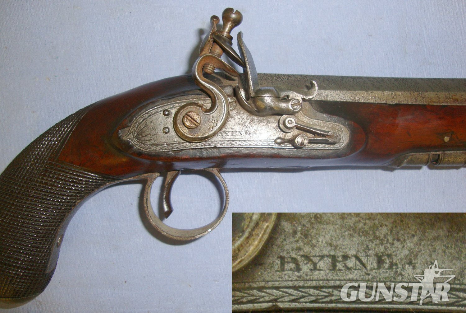 C1790 Byrne (Most Likely Charles Byrne London) Gentleman’s 15 Bore Flintlock Muzzle Loading Traveling / Overcoat Pistol. Sn 23484:9 flintlock 16 Bore/gauge Muzzleloader