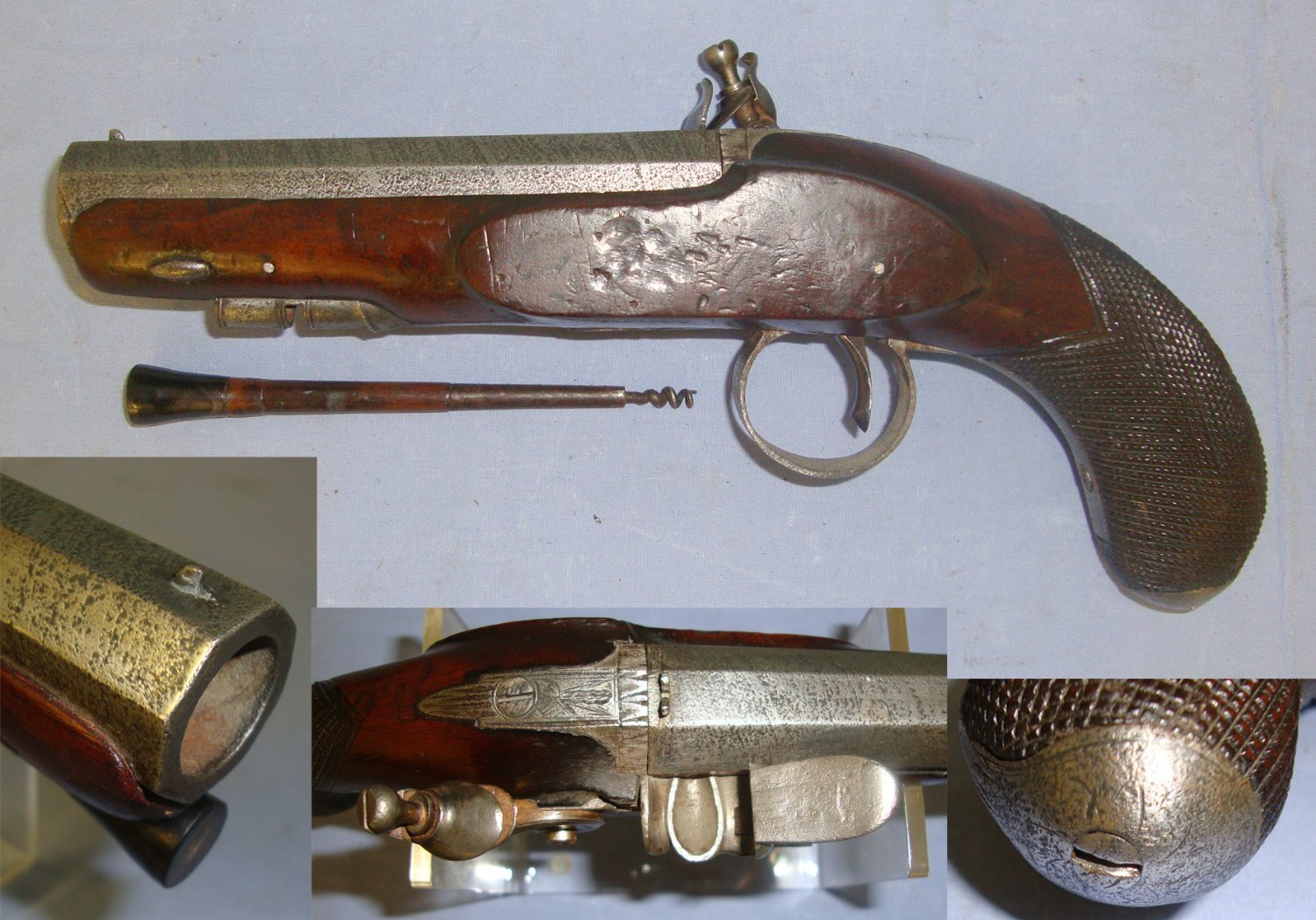  C1790 Byrne (Most Likely Charles Byrne London) Gentleman’s 15 Bore Flintlock Muzzle Loading Traveling / Overcoat Pistol. Sn 23484:9 flintlock 16 Bore/gauge Muzzleloader