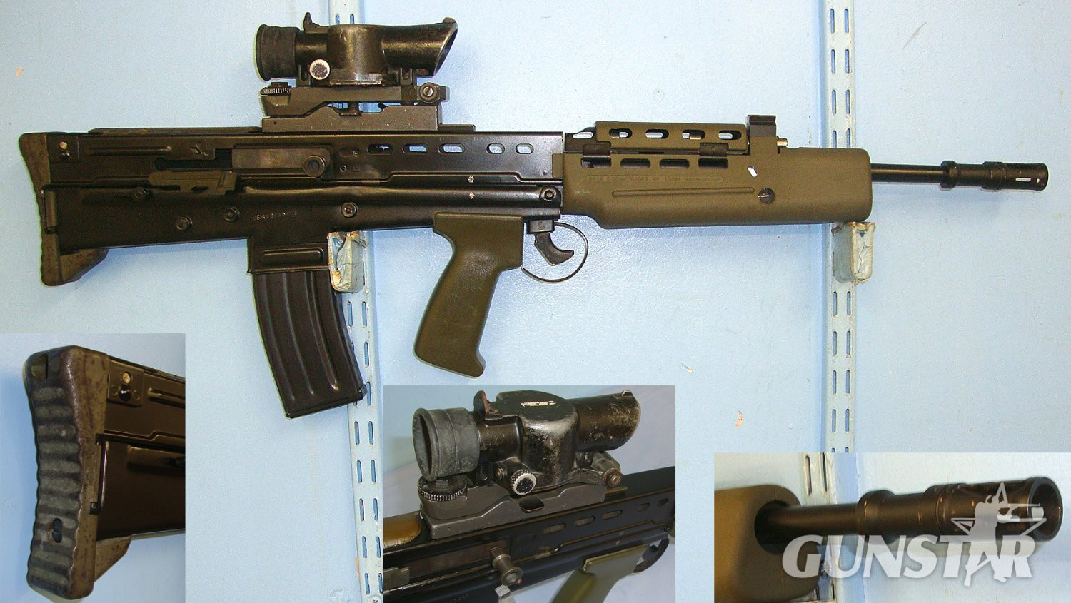 EXTREMELY RARE**BRITISH Army SA80 (Small Arms for the 1980s) 5.56×45mm NATO Calibre Rifle With Susat 4 x Magnification Tritium-Powered Illumination Utilised At Dusk Or Dawn**UK 2002 DEACTIVATION** Sn 23174:24 deactivated SA80 Rifle Semi-Auto None Rifle