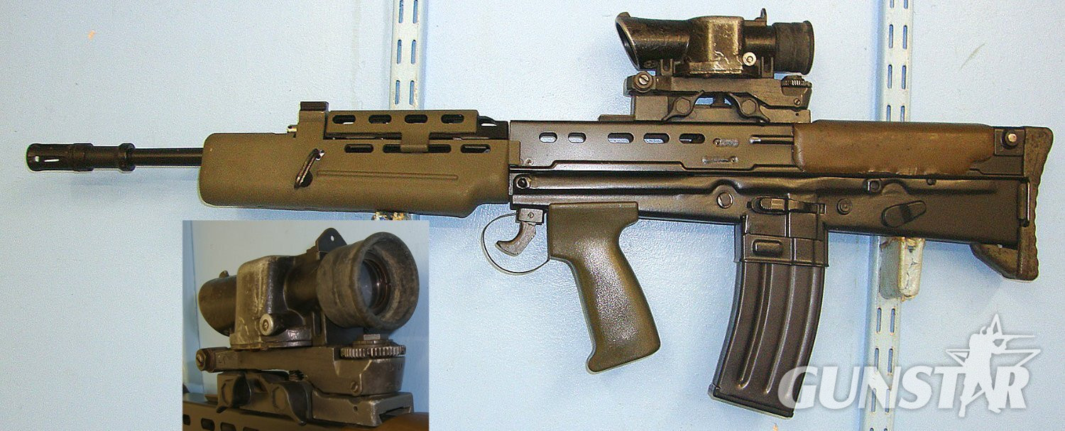  EXTREMELY RARE**BRITISH Army SA80 (Small Arms for the 1980s) 5.56×45mm NATO Calibre Rifle With Susat 4 x Magnification Tritium-Powered Illumination Utilised At Dusk Or Dawn**UK 2002 DEACTIVATION** Sn 23174:24 deactivated SA80 Rifle Semi-Auto None Rifle
