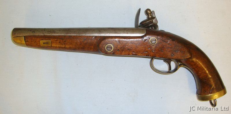  C1820 Liege Belgium Turkish Contract .700 Calibre British Naval Pattern Flintlock Sea Service Pistol With Brass Fitti None Muzzleloader