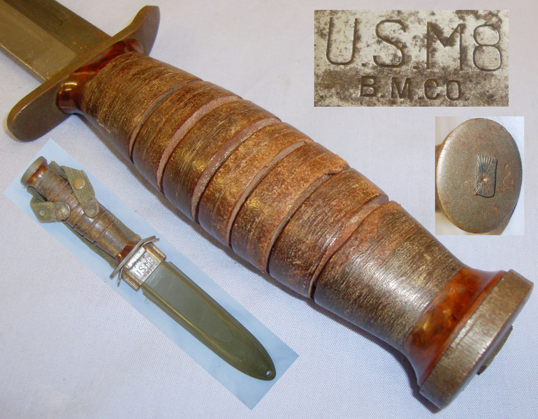 U.S. Late WWII ‘M3’ Fighting Knife and Scabbard. 20160. Knive