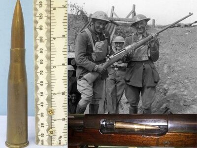Mauser INERT DEACTIVATED. Scarce WW1, August 1918 Dated, 13mm T–Gewehr Armour Piercing (AP) (13X92SR) Round For The Mauser Tankgewehr M1918, Anti-tank Rifle. - O 2096  Other Ammunition