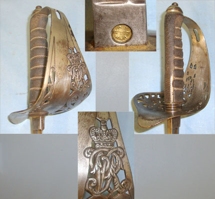  British 1895 / 1897 Pattern Infantry Officer’s Sword With Etched Blade & Wood Sc Sword