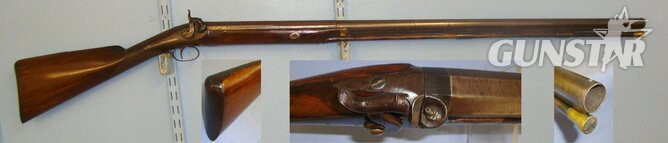 LARGE 8 BORE**Victorian C1840 Victorian English James Brewster Stratton Norfolk Single Barrel S2 Muzzleloader 8 Bore/gauge in 