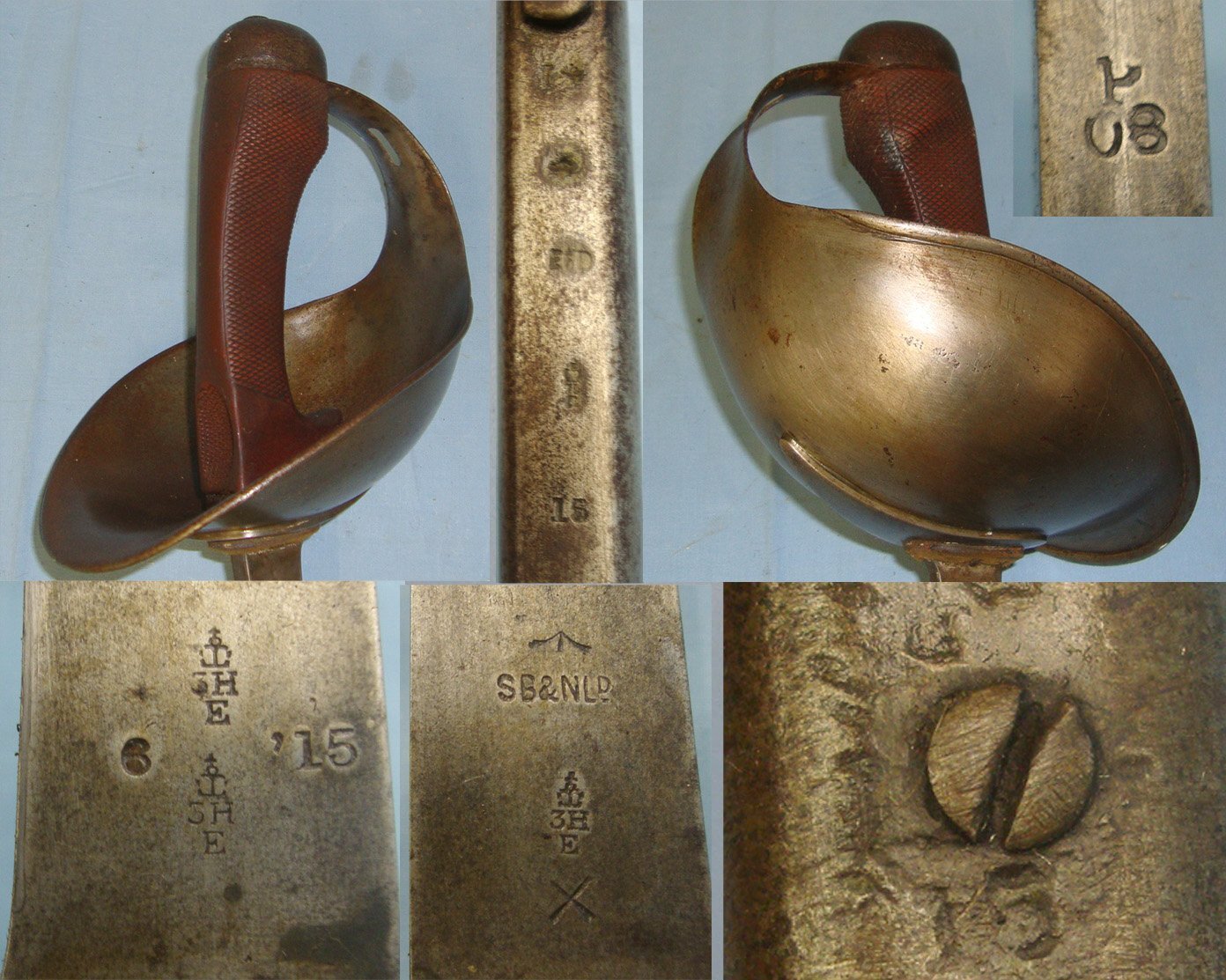MATCHING DATES**WW1 1915 British WD ‘SB&N Ld’ (Sanderson Bros & Newbold Limited) 1908 Pattern Heavy Cavalry Troopers Sword & 1915 Dated WD Enfield Scabbard. Sn 22553:7 Sword
