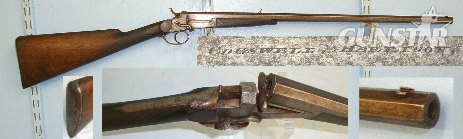 Early 1900’s English Cogswell & Harrison London .300 Obsolete Centre Fire Calibre Breech Loading, Side Lever, Break Action Single Shot Rook / Rabbit Rifle With Octagonal Barrel. Sn 23663  rook rifle Single Shot .300 Rook Rifle in 