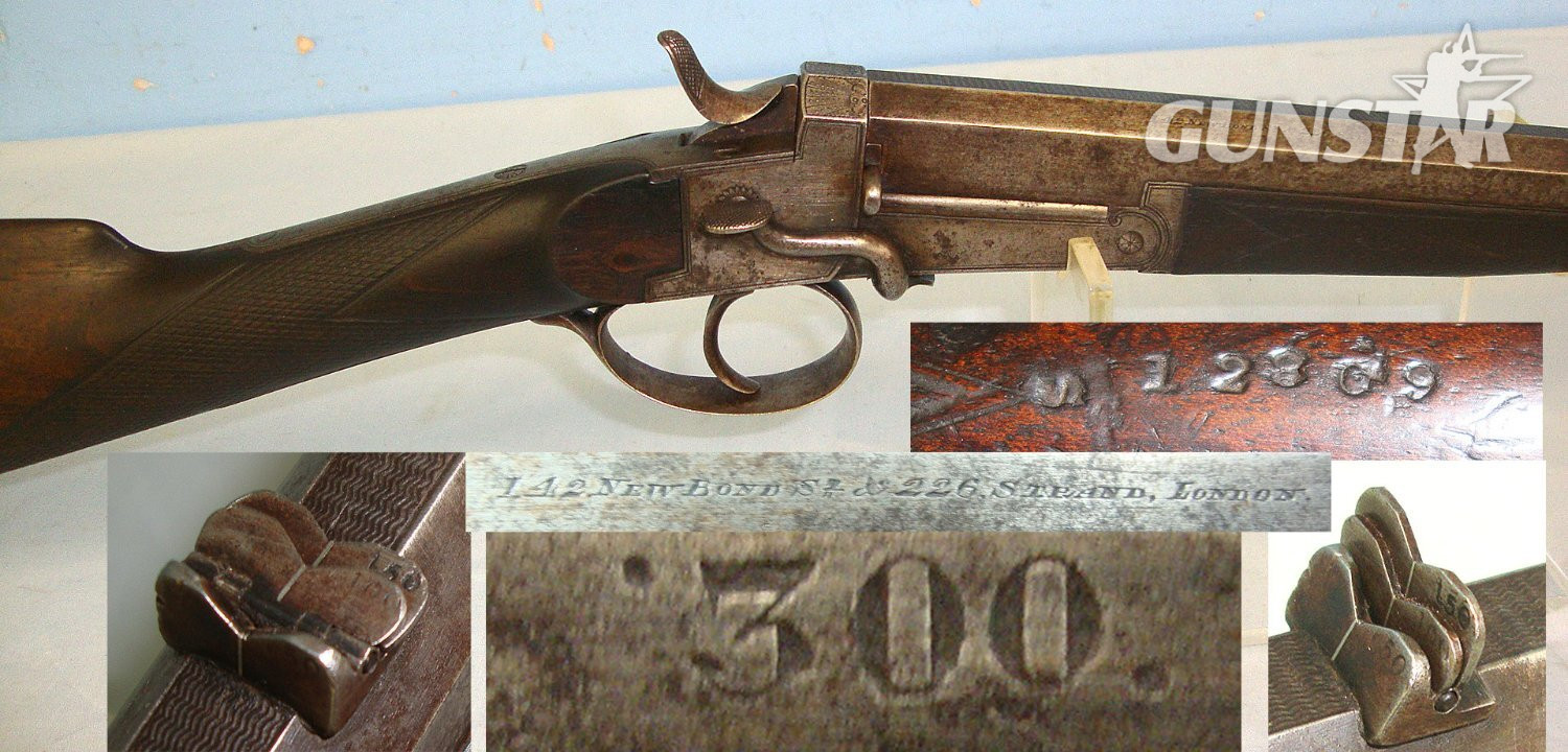 Early 1900’s English Cogswell & Harrison London .300 Obsolete Centre Fire Calibre Breech Loading, Side Lever, Break Action Single Shot Rook / Rabbit Rifle With Octagonal Barrel. Sn 23663  rook rifle Single Shot .300 Rook Rifle