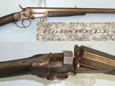 Early 1900’s English Cogswell & Harrison London .300 Obsolete Centre Fire Calibre Breech Loading, Side Lever, Break Action Single Shot Rook / Rabbit Rifle With Octagonal Barrel. Sn 23663  rook rifle Single Shot .300 Rook Rifle