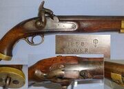 Victorian 1858 British WD Enfield Tower .650 Carbine Calibre Percussion Pistol With Regulation Brass Fittings, Military Lanyard Ring & Captive Ram Rod. Sn 21449:2 percussion pistol .65 Cal Muzzleloader Muzzleloader