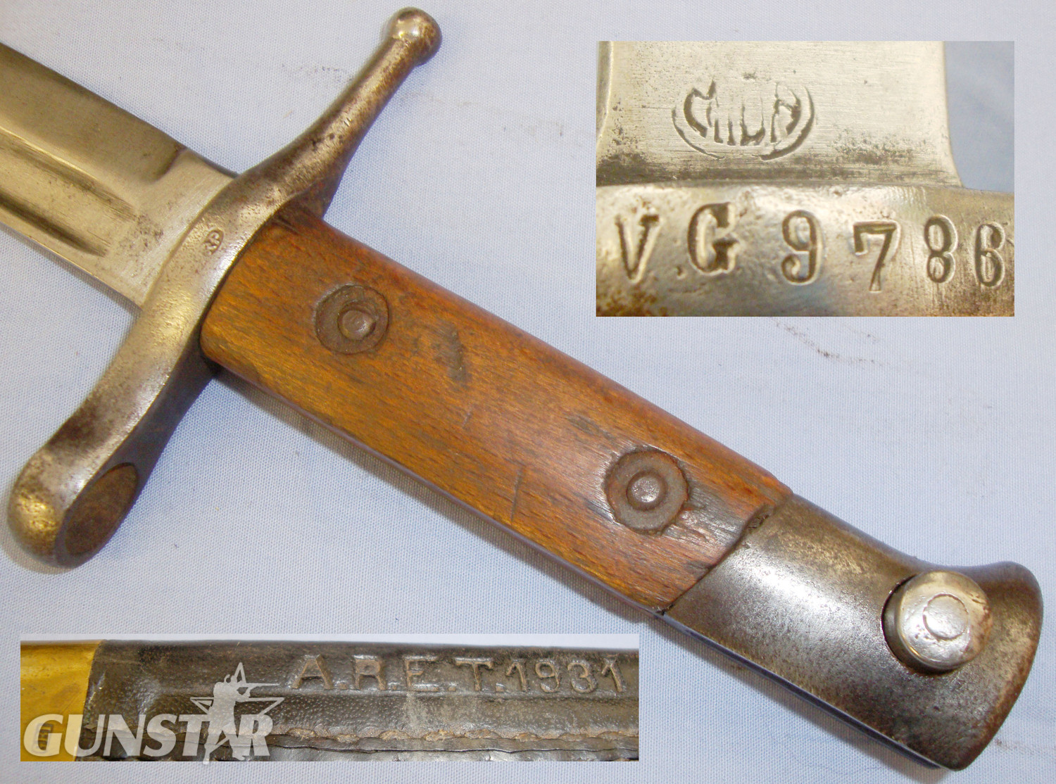 Italian Model 1891 Carcano Bayonet Fluted Scabbard and Leather Frog. BAYO 345. Bayonet