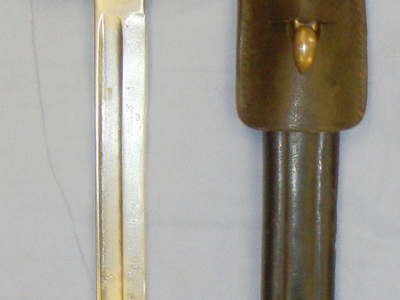 Italian Model 1891 Carcano Bayonet Fluted Scabbard and Leather Frog. BAYO 345. Bayonet
