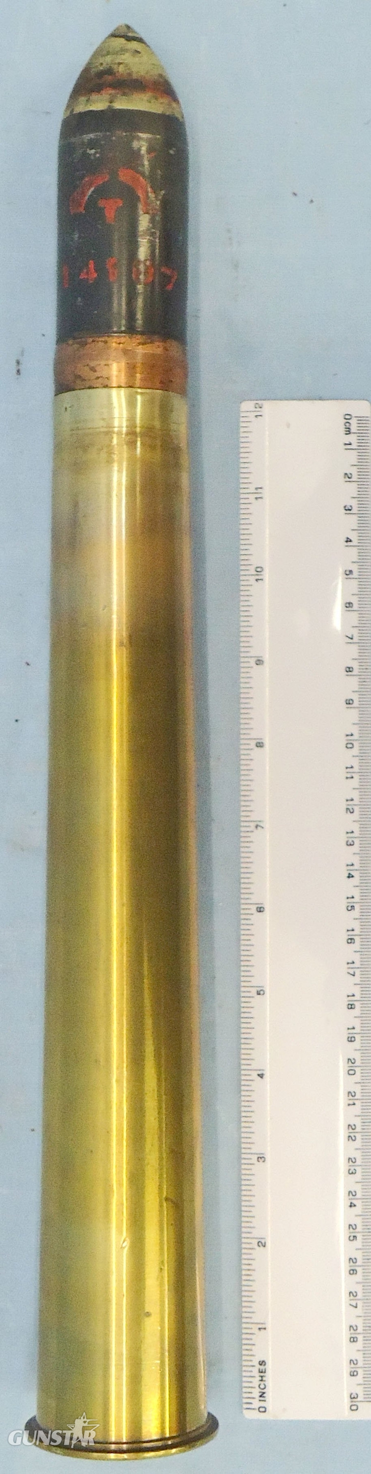 INERT DEACTIVATED. Unfired WW2, 1941 Dated, British 2pr (40x304) APT (Armour Piercing Trace) Tank and Anti-Tank Round. Sn 23345 INERT DEACTIVATED. Unfired WW2, 1941 Dated, British 2pr (40x304) APT (Armour Piercing Trace) Tank and Anti-Tank Round. Sn 23345 Various Other Ammunition - {CATEGORY} in 