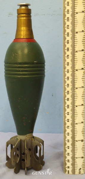 DEACTIVATED INERT. French, 1938 Dated, Unfired Brandt Mle 35 60mm High Explosive (HE) Mortor. - O 1855 DEACTIVATED INERT. French, 1938 Dated, Unfired Brandt Mle 35 60mm High Explosive (HE) Mortor. - O 1855  Other Ammunition in 