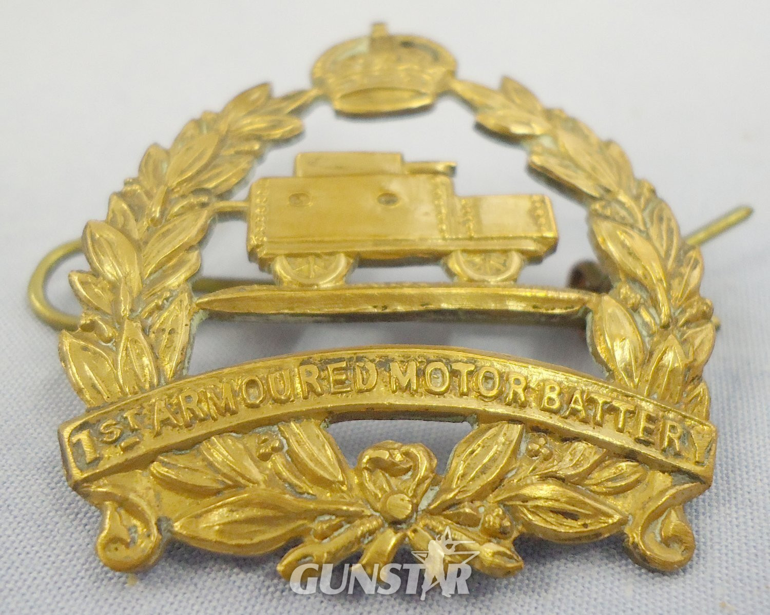 Scarce* British 1st Armoured Motor Battery Cap Badge Circa.1915. BA 901. Scarce* British 1st Armoured Motor Battery Cap Badge Circa.1915. BA 901.  Antique & Militaria