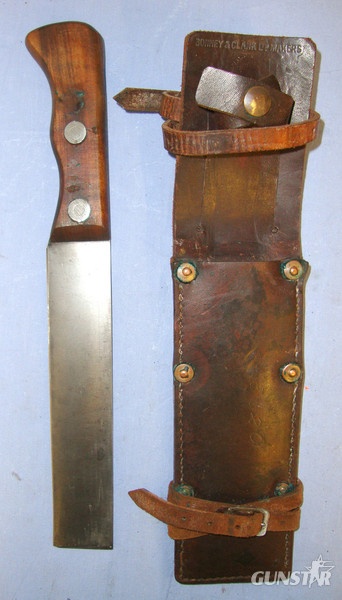 RARE**WW2 Australian WD & USAF Air Crew Jungle Survival Machete/ Fighting Knife With Wood Scales & Steel Blade By Gregsteel Australia & Correct Original Leather Scabbard By Bonney & Clark Ltd With Straps For Leg & Belt Carry Other Blade in 