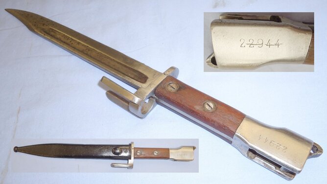 RARE** Belgian FAL Type A Bayonet with Scabbard. 21602:2  Bayonet