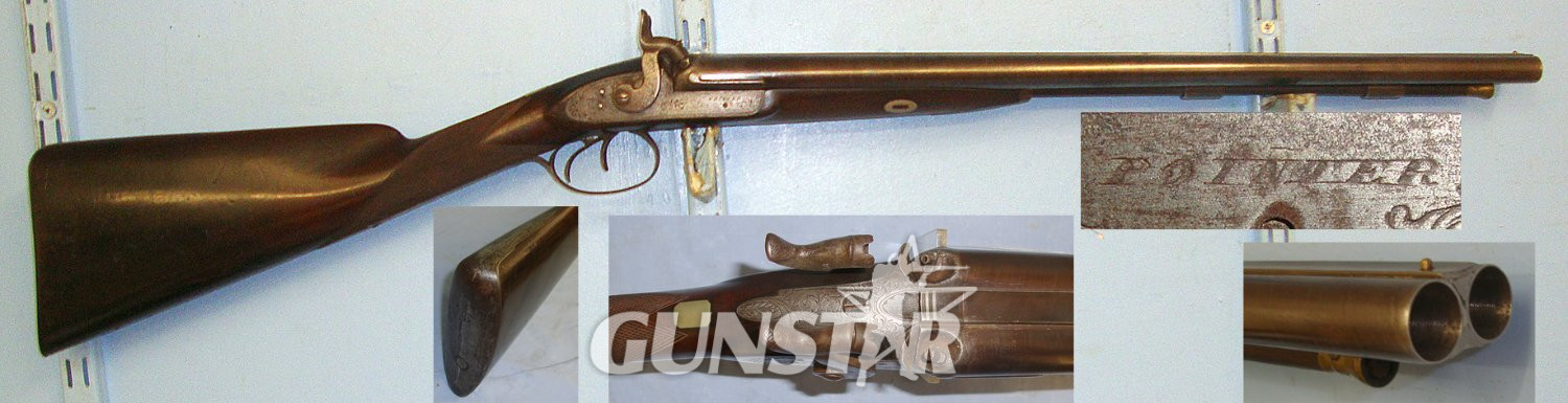 Victorian C1840 English Form Pointer 16 Bore Double Damascus Barrelled Muzzle Loading Percussion  Sporting Shotgun. Sn 23090  Muzzleloader 16 Bore/gauge in 