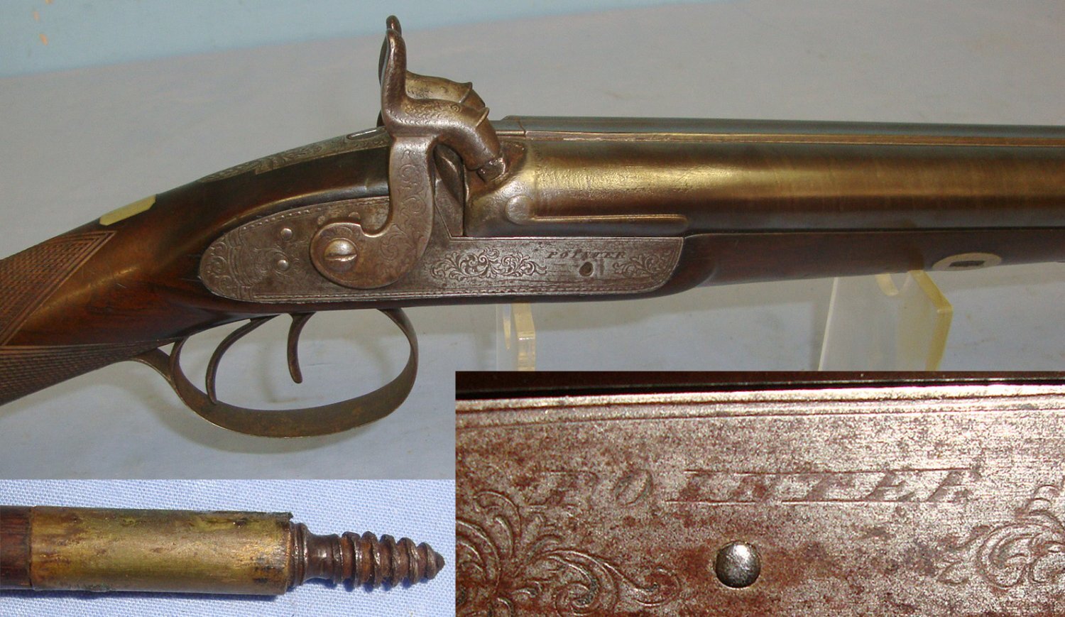 Victorian C1840 English Form Pointer 16 Bore Double Damascus Barrelled Muzzle Loading Percussion  Sporting Shotgun. Sn 23090  Muzzleloader 16 Bore/gauge