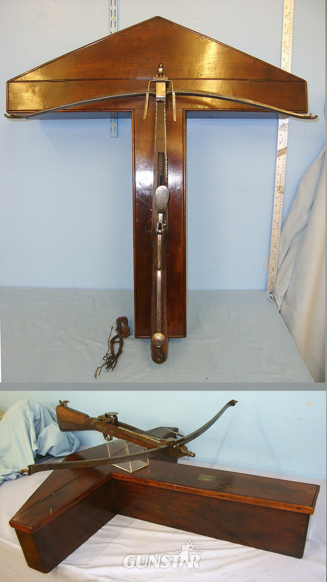 QUALITY**RARE**1810-1852 English Thomas Conway Manchester Hunting ‘Stone Bow’ (Large Wood & Steel Bullet Shooting Crossbow) In A Bespoke Period Solid Mahogany Case With Inscribed Plate To ‘Henry Burgess Springfield Salford’. Sn 15212  Crossbows and Bows in 