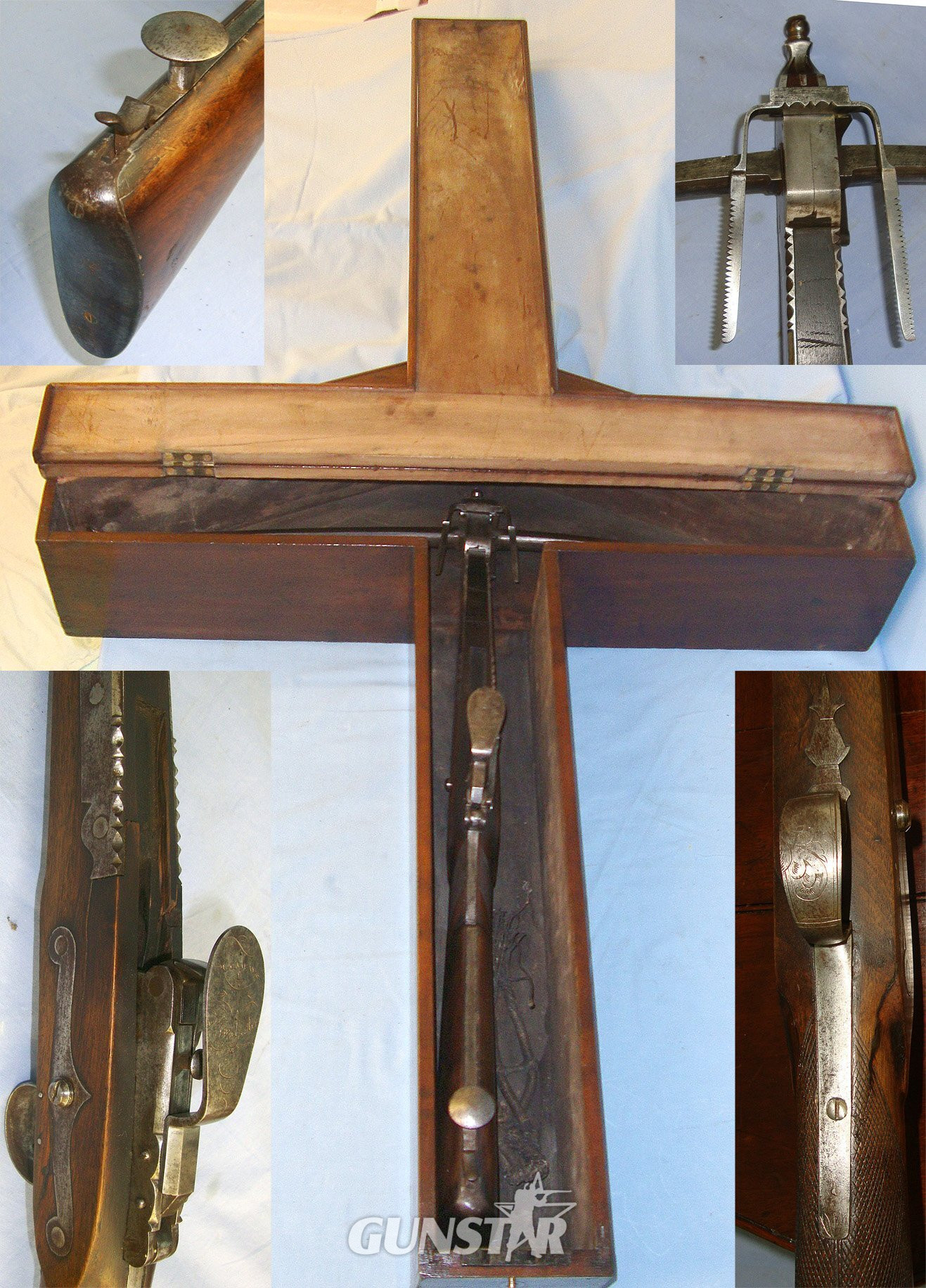  QUALITY**RARE**1810-1852 English Thomas Conway Manchester Hunting ‘Stone Bow’ (Large Wood & Steel Bullet Shooting Crossbow) In A Bespoke Period Solid Mahogany Case With Inscribed Plate To ‘Henry Burgess Springfield Salford’. Sn 15212  Crossbows and Bows