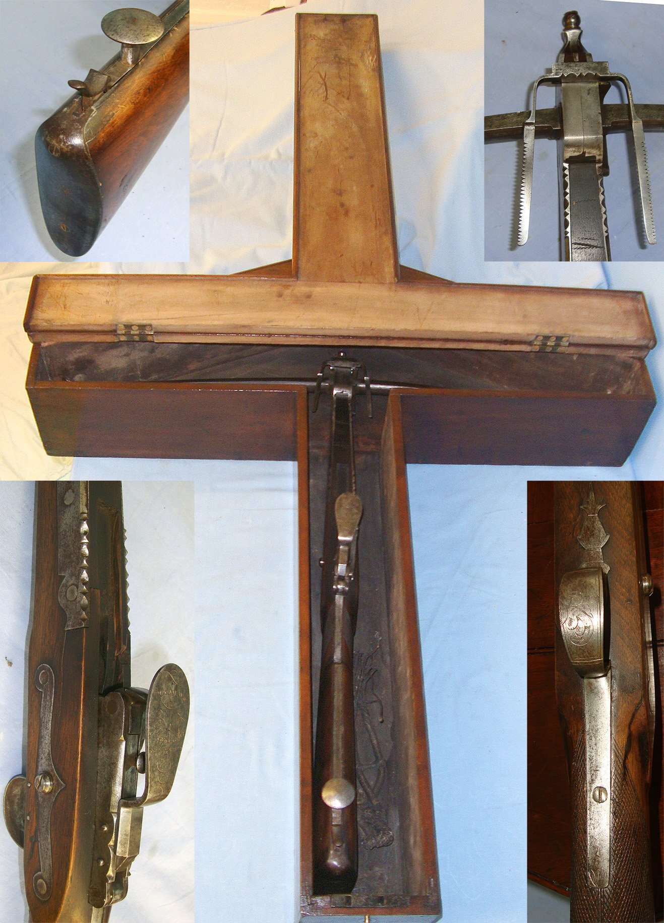  QUALITY**RARE**1810-1852 English Thomas Conway Manchester Hunting ‘Stone Bow’ (Large Wood & Steel Bullet Shooting Crossbow) In A Bespoke Period Solid Mahogany Case With Inscribed Plate To ‘Henry Burgess Springfield Salford’. Sn 15212  Crossbows and Bows