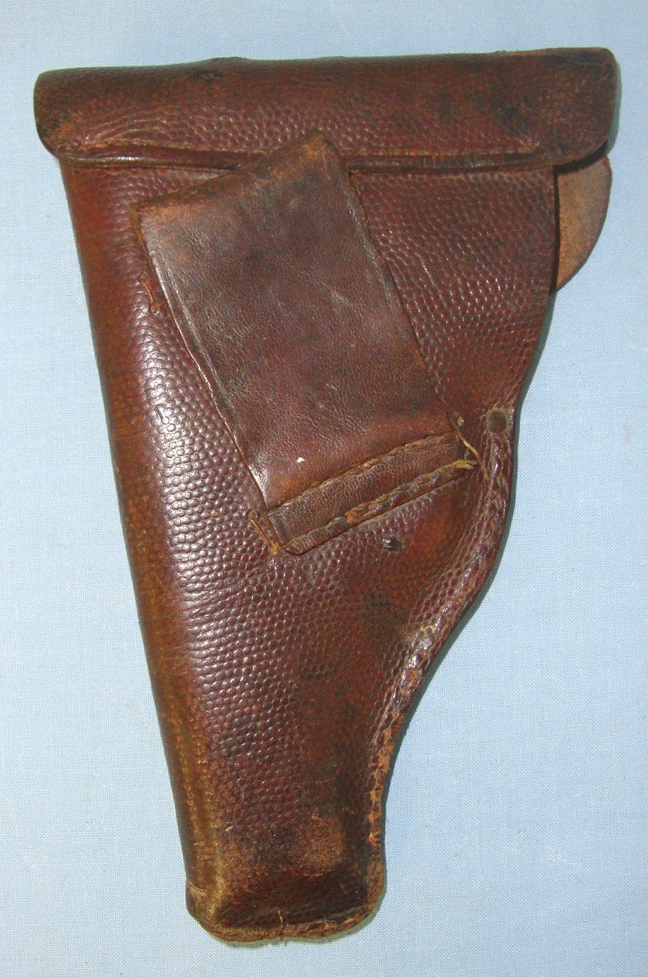  WW1 1915 German Brown Leather Holster For 7.65mm Calibre Semi Automatic Pistols By Muhlenfeld & Co Barmen (Rhine Valley Germany). L 349   Care & Storage