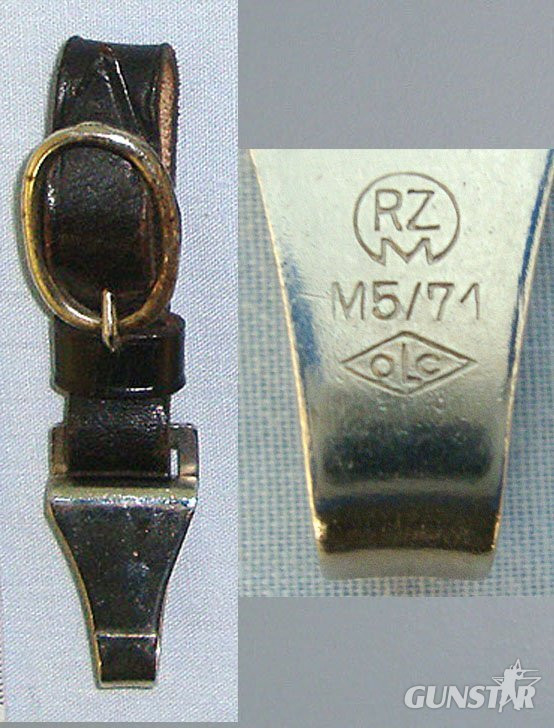 ORIGINAL**INTERMEDIATE PRODUCTION**RARE**WW2 Era Nazi German 1933 Pattern SS Man’s & NSKK Daggers Black Leather Belt Hanger With Nickel Plated Buckle & OLC (Overhoff & Cie Lüdenscheid) Maker & M5/71 Marked Sprung Clip. Sn 23246:1 Dagger in 