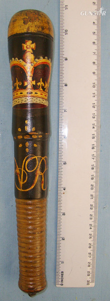 Victorian Tipstaff Truncheon With Hand Painted Decoration Including V.R. Royal Cypher.  Other Accessory in 