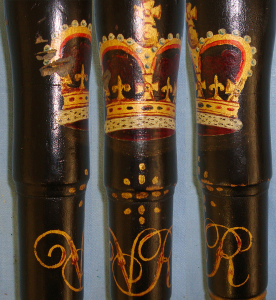 Victorian Tipstaff Truncheon With Hand Painted Decoration Including V.R. Royal Cypher.  Other Accessory