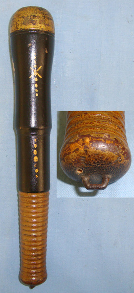  Victorian Tipstaff Truncheon With Hand Painted Decoration Including V.R. Royal Cypher.  Other Accessory