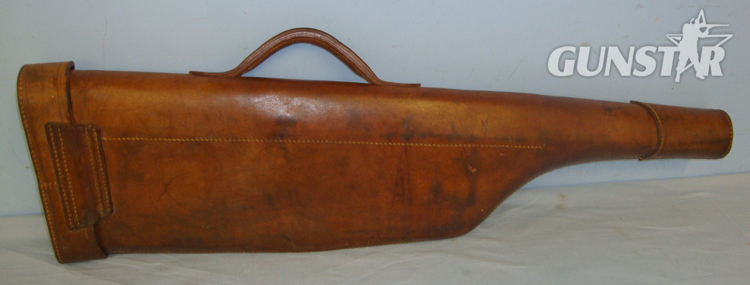  Early 20th Century English Form Leg Of Mutton Hard Case Leather Double Barrel Shotgun Transit / Carry Case. L 269  Care & Storage