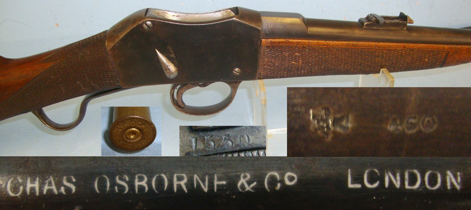  MINT BORE**1890’s British Charles (Chas) Osborne & Co London Martini Action .577 x.450 Obsolete Calibre Sporting Rifle & 1 Inert Deactivated Kynoch .577 x.450 Round. Sn 18448 Martini Single Shot .577/450 Martini-Henry Rifle