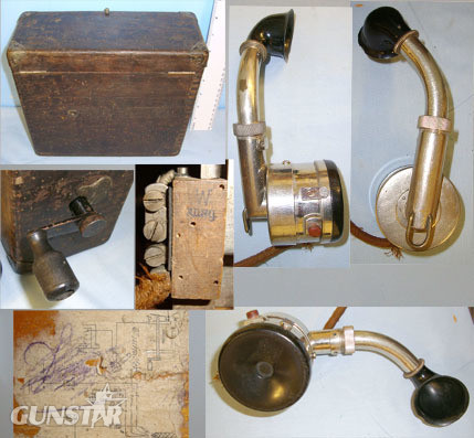  German Army Model 1915 Feldfernsprecher Field / Trench Telephone With Original W Model 1915 Feldfernsprecher Field / Trench Telephone With Original Wood Case & C Other Accessory