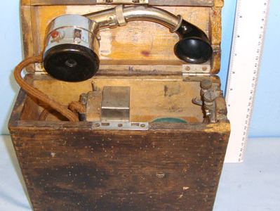 German Army Model 1915 Feldfernsprecher Field / Trench Telephone With Original W Model 1915 Feldfernsprecher Field / Trench Telephone With Original Wood Case & C Other Accessory