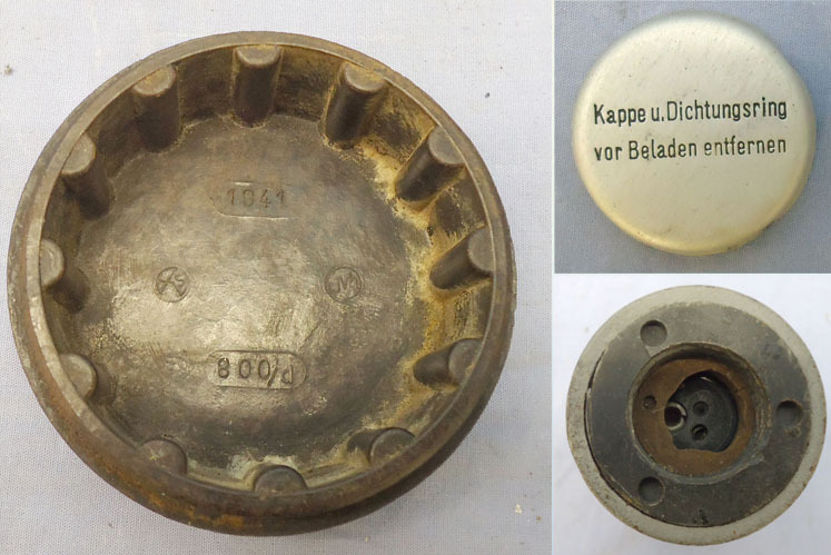  INERT DEACTIVATED, WW2, 1941 Dated German No55A  Y Bomb Fuse And Bakelite Transit Container. O 1859 INERT DEACTIVATED, WW2, 1941 Dated German No55A  Y Bomb Fuse And Bakelite Transit Container. O 1859  Other Ammunition