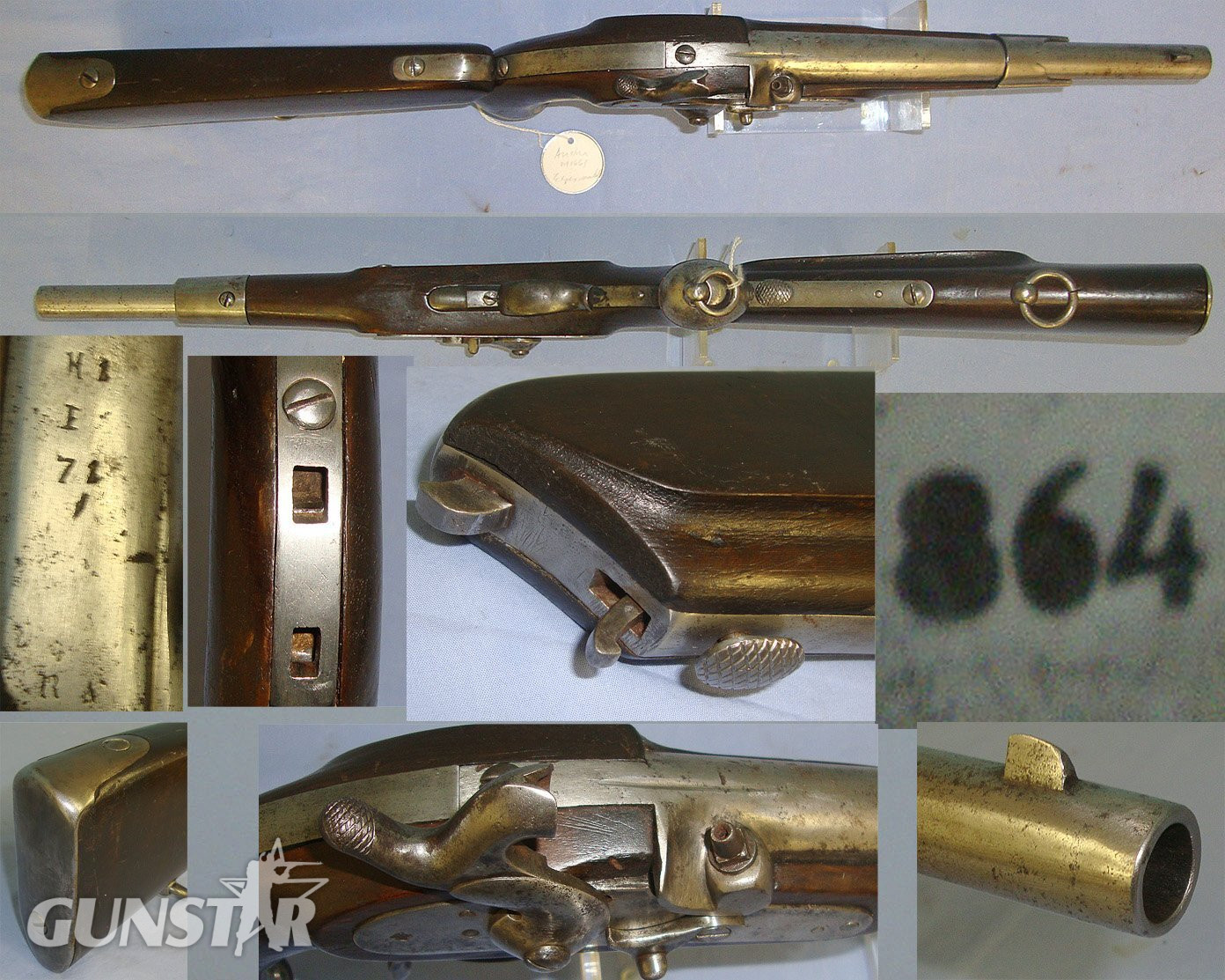RARE**EXPERIMENTAL**Austrian Model 1863 29 Bore Convertible Percussion Rifled Barrel Combination Cavalry Pistol Carbine With Saddle Rings & Original Removable Shoulder Stock  Gun Number 1364 Brooker Collection. Sn 23124 None Muzzleloader