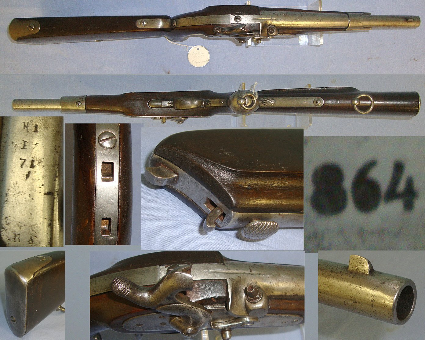 RARE**EXPERIMENTAL**Austrian Model 1863 29 Bore Convertible Percussion Rifled Barrel Combination Cavalry Pistol Carbine With Saddle Rings & Original Removable Shoulder Stock  Gun Number 1364 Brooker Collection. Sn 23124 None Muzzleloader