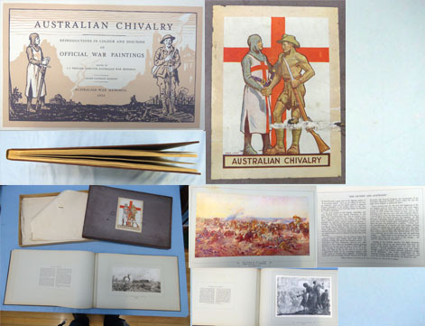  WW1 Australian War Artists 33 Bound Prints, Original Box. Bayonet