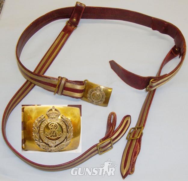 Royal Engineers Plum Coloured Morocco Leather & Gold thread Dress Sword Belt with 2 Piece Edward VII Brass Buckle & Sword Hanging Straps. 19966:38. Royal Engineers Plum Coloured Morocco Leather & Gold thread Dress Sword Belt with 2 Piece Edward VII Brass Buckle & Sword Hanging Straps. 19966:38. Antique & Militaria in 