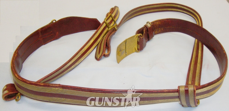  Royal Engineers Plum Coloured Morocco Leather & Gold thread Dress Sword Belt with 2 Piece Edward VII Brass Buckle & Sword Hanging Straps. 19966:38. Royal Engineers Plum Coloured Morocco Leather & Gold thread Dress Sword Belt with 2 Piece Edward VII Brass Buckle & Sword Hanging Straps. 19966:38. Antique & Militaria