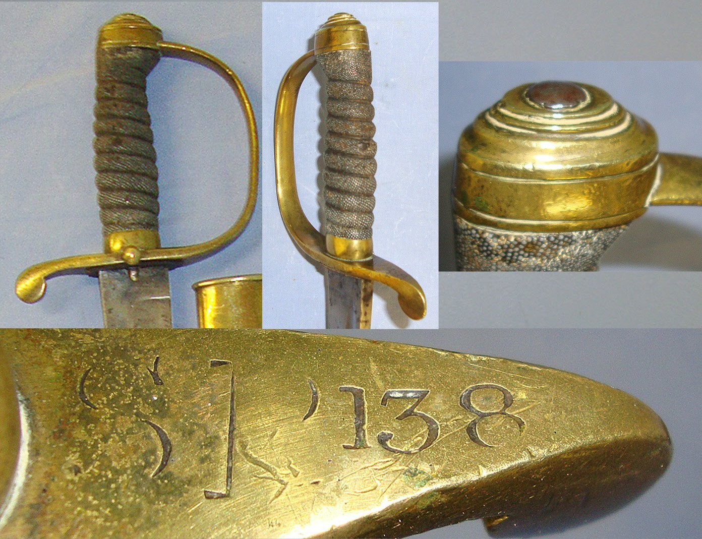 Victorian Era Police Constabulary Brass Hilt Sword / Hanger Sidearm Hilt Marked ‘SP 138’ & Scabbard. Sn 23188  Sword