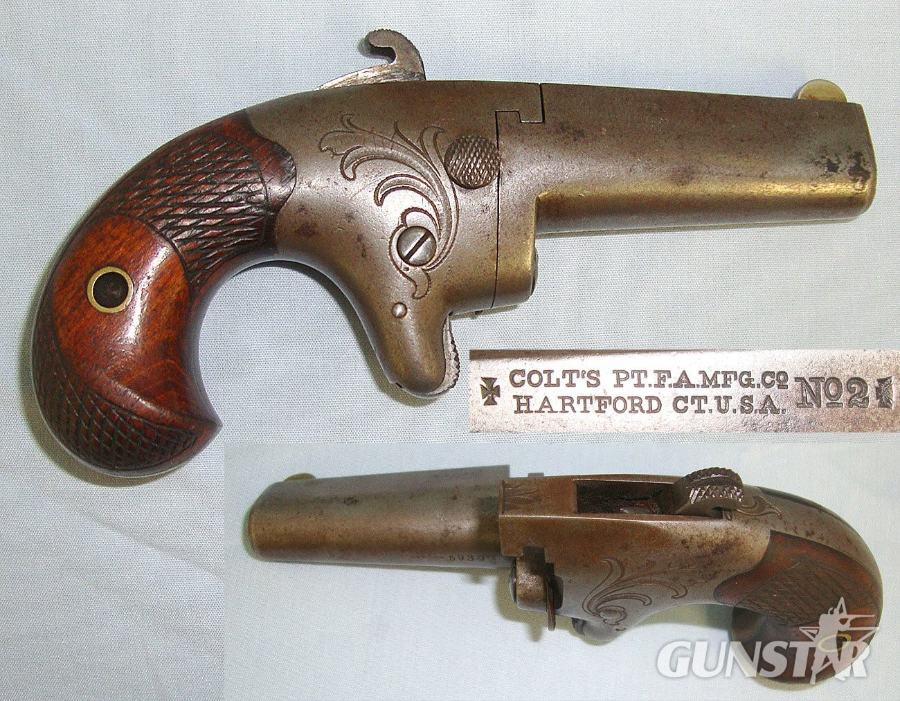 MATCHING NUMBERS**C1870 -1880 Colt USA No.2 .41 Rim Fire Obsolete Calibre ‘Knuckle Duster’ Derringer With English Proofs. Sn 23599 derringer .41 Short Colt Deringer in 